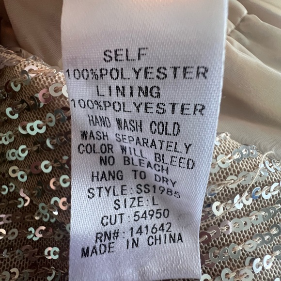 She + Sky Champagne Sequin Romper with Wrap Large - Picture 12 of 15